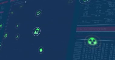 Çevresel güvenlik veri akışını şifreleyen kod güncellemesi olarak yeşil simgeler kayboluyor ve içe doğru sürükleniyorlar. Teknoloji, siber güvenlik, dijital, yenilik, veri, soyut, fütürist