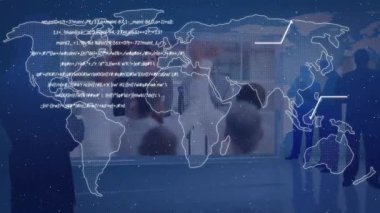 Lobideki iş ekibi harita eşleştirme jestleri üzerinde yoğunlaşan kod sonrasında adım atıyor. Kurumsal, dijital, yenilik, ağ, teknoloji, profesyonel, fütüristik