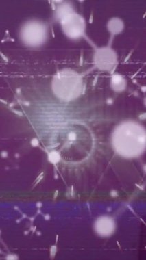 Animation of globe and molecules over cityscape. Global technology, computing and digital interface concept digitally generated video.