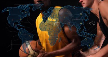 Harita haritası zayıflıyor sarı formalı oyuncunun salya akıtmasına ve defans oyuncusunun spor teknolojisini taklit etmesine neden oluyor. Atletizm, rekabet, dijital, yenilik, takım çalışması, hareket, yoğunluk