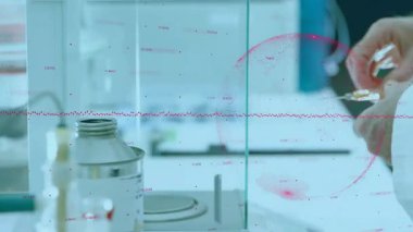 Kıdemli kimyager şırıngayı alıp tartılması için düğmeye basarak kehribar örneği alıyor. Laboratuvar, kesinlik, araştırma, enstrümantasyon, bilimsel, teknoloji, analitik