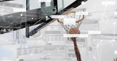 Analitik analizleri gösteren ağ gerilerek çerçeve kaldırma basketboluna giriliyor. Spor, atletizm, teknoloji, yenilik, dijital, rekabet, performans