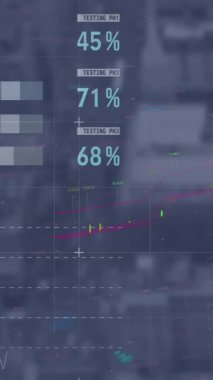 Dijital ekranda grafik ve veri animasyonu. Veri işleme, bağlantılar, ağ ve teknoloji konsepti dijital olarak oluşturulmuş video.