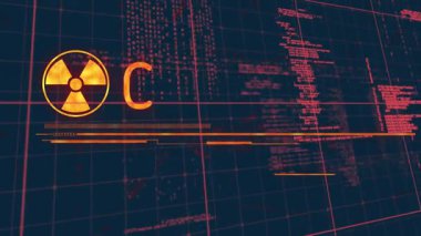 Izgara kaydırma tehlikesi simgesi taranıyor. Uyarı ve Uyarı Eylem Gereksinimi 'ne dönüşen solan metin döngüsü. Siber güvenlik, dijital, uyarı, uyarı, hata, fütürist, teknoloji