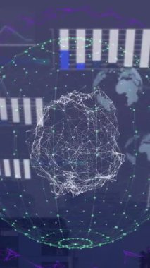 Şehirdeki bağlantıların ve veri işleme sisteminin animasyonu. Küresel iş, bilgisayar ve dijital arayüz kavramı dijital olarak oluşturulmuş video.