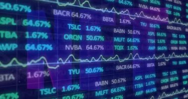 Piyasa değişimlerini gösteren açık arkaplan üzerindeki gösterge paneli güncellemeleri ve grafikler yüklendikten sonra. Finans, veri görselleştirme, analitik, yatırım, teknoloji, borsa, pazar eğilimleri