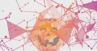 Beyaz balkabağı kovasında açılıp şeker şebekesi dokuma ve küreler üzerine dökülüyor. Dijital sanat, soyut, fütüristik, ağ, geometrik, daldırıcı, canlı