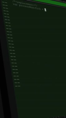 Siyah arkaplan üzerinden finansal veri işleme animasyonu. Küresel iş, finans, dijital arayüz, hesaplama ve veri işleme kavramı dijital olarak oluşturulmuş video.