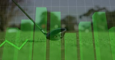 Sürücü ve top, yeşil çubuklar ve analitik sporlar için çizgi grafiği üzerinde kayboluyor. Spor, veri, görselleştirme, analitik, teknoloji, açık hava, modern
