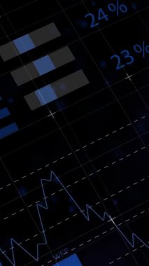 Şebeke üzerinde istatistik ve finansal veri işleme animasyonları. küresel iş, finans ve veri işleme kavramı dijital olarak oluşturulmuş video.