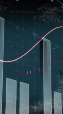 Soyut arkaplanda matematiksel denklem üzerinde sayıların olduğu birden fazla grafiğin animasyonu. Dijital olarak oluşturulmuş, hologram, illüstrasyon, çözümler, rakam, rapor ve iş konsepti.