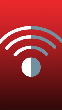 Kırmızı arkaplan üzerinde wifi simgesi canlandırması. Sosyal medya ve dijital arayüz konsepti dijital olarak oluşturulmuş video.