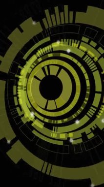 Bilgisayar sunucu odasında dönen çoklu yuvarlak tarayıcıların animasyonu. Bilgisayar arayüzü ve iş veri depolama teknolojisi kavramı