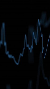 Dinamik çizgilerle birlikte koyu arkaplan üzerinde renkli ses dalgaları animasyonu. Ses, dalga biçimi, soyut, teknoloji, dijital, kalıp