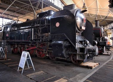 Chomutov, Czechia - September 04, 2022: steam locomotive 464 in museum