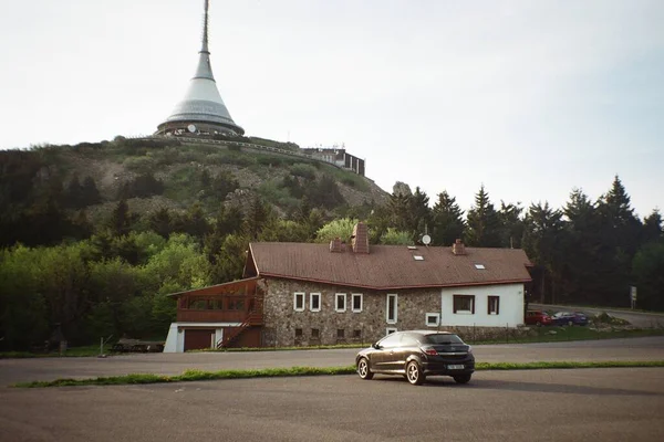 Liberec Czechia May 2023 View Parking Place Jested Hill Analogue — Stock Photo, Image