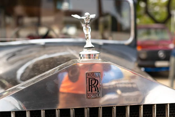 Chennai, India, December 18th 2022: Close up of The Spirit of Ecstasy. Rolls Royce remains a symbol of a luxurious car., Rolls-Royce Motor, Classic Car, Vintage car. British luxury automobile.
