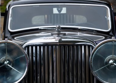 Chennai, India, December 18th 2022: Jaguar Mark 4 Closeup with Logo. Jaguar 3.5 litre sports saloon 1947. Jaguar Land Rover. Jaguar Cars Luxury vehicles company,