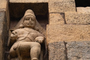 Hindistan 'daki Antik Hindu tanrılarının heykelleri. thanjavur büyük tapınak dünya mirası UNESCO 'da. Thanjavur Brihadeeswara Tapınağı.