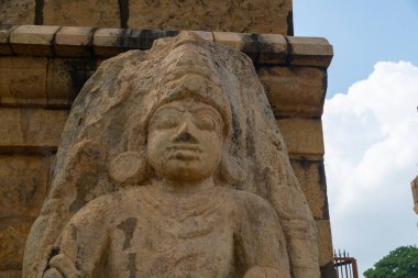 Hindistan 'daki Antik Hindu tanrılarının heykelleri. thanjavur büyük tapınak dünya mirası UNESCO 'da. Thanjavur Brihadeeswara Tapınağı.