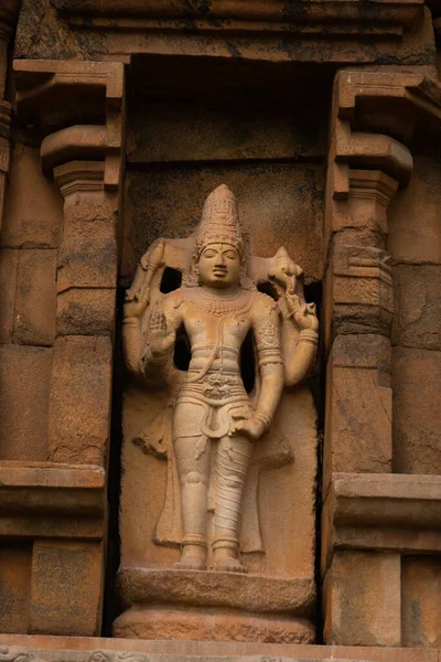 Стародавні Статуї Богів Гінду Храмовій Індії Тханджавур Thanjavur Великий Храм — стокове фото
