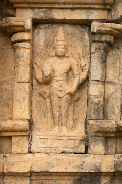 Starověké Hinduistické Sochy Bohů Chrámu Thanjavur Indii Velké Chrám Památky — Stock fotografie