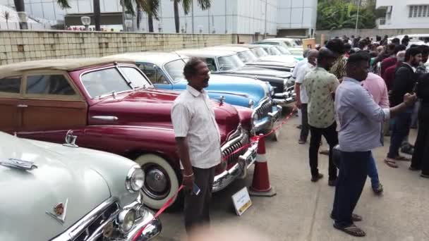 Chennai Hindistan Aralık 2022 Vintage Car Exhibition Show Hepsi Hindistan — Stok video