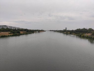 Avusturya, Viyana 'daki Donauinsel' in Güzel Manzarası.
