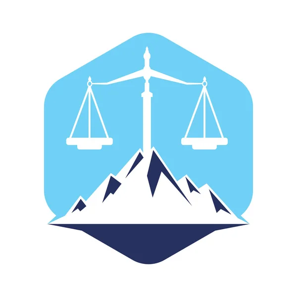 Montanhas Símbolos Justiça Projeto Conceito Logotipo Escala Lei —  Vetores de Stock