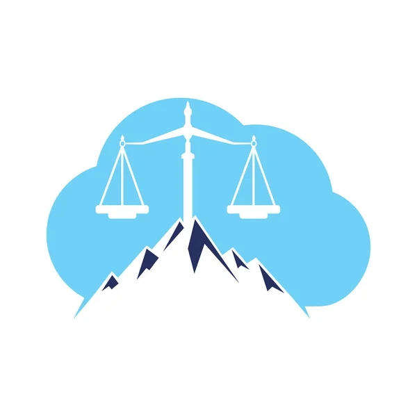 Mountains Symbols Justice Law Scale Logo Concept Design — Stock Vector