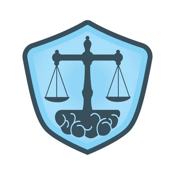 Brain Law Vector Template Design Balance Icon Brain Concept Design — Stockvektor