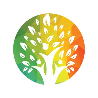 İnsan Eğitim Ağacı Tasarım Şablonu. Mezun Öğrenciler Cap logo vektörü.