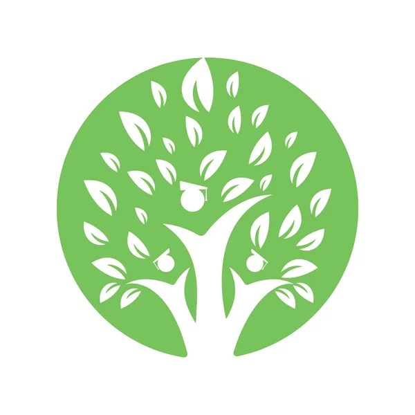 Концепція Дизайну Логотипу Дерева Освіти Людини Студенти Логотипом Випускної Кепки — стоковий вектор