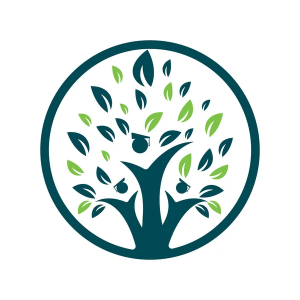Plantilla Diseño Logotipo Concepto Árbol Educación Humana Estudiantes Con Vector — Vector de stock