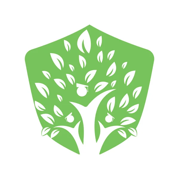 Modèle Conception Logo Arbre Éducation Humaine Étudiants Avec Vecteur Logo — Image vectorielle