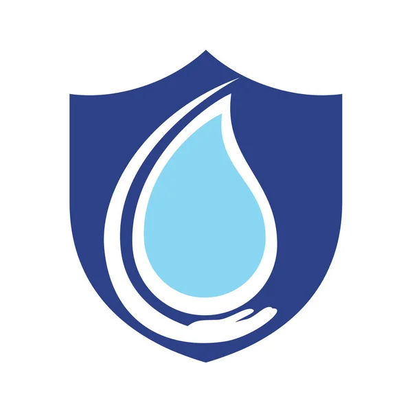 Güvenli Logosu Şablonu Tasarımı Water Care Logo Vektör Tasarımı — Stok Vektör