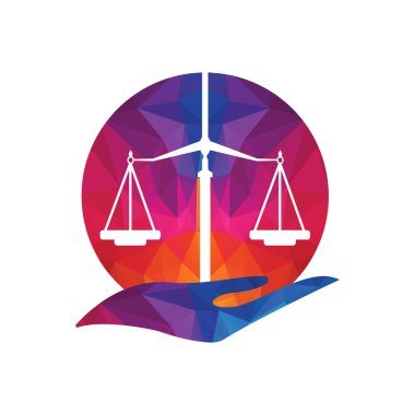 Law Care Logo tasarım şablonu. Avukat, hukuk firması veya avukatlarla ilgili denge logosu tasarımı.