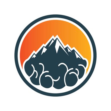 Dağ ve Beyin kombinasyonu konsepti. Beyin fikrinin doruk noktası.