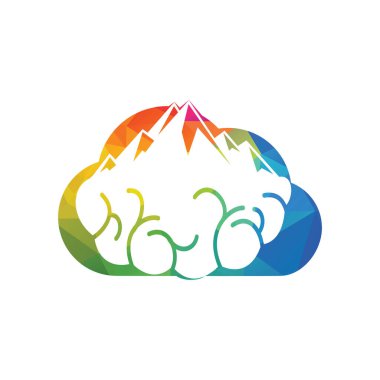 Dağ ve Beyin kombinasyonu konsepti. Beyin fikrinin doruk noktası.