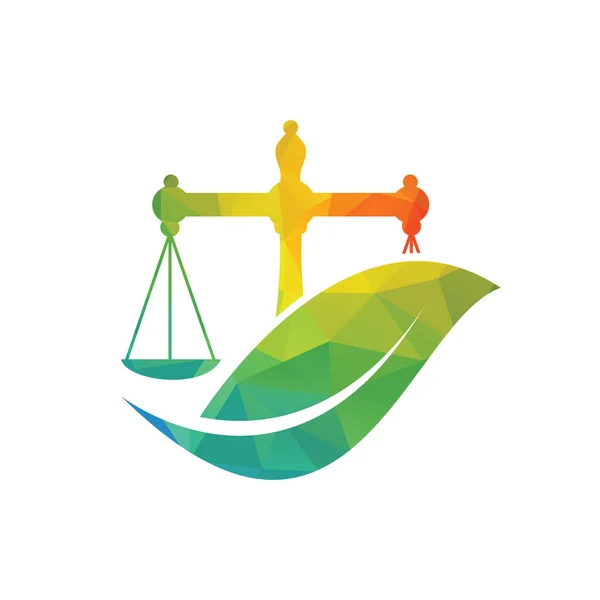 Natura Studio Legale Modello Design Logo Concetto Logo Bilance Verdi — Vettoriale Stock