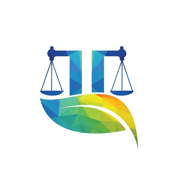 Nature Law Firm Logo Modèle Conception Concept Logo Balance Verte — Image vectorielle