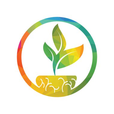 Beyin Ağacı Logosu Tasarımı. Beyin Simgesinin İçinde Ağaç Büyüyor.