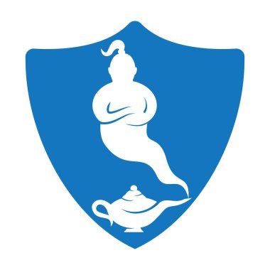 Lamba logosu olan bir cin vektör tasarlar. Cin ve logo kavramı.