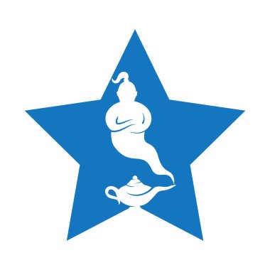 Lamba logosu olan bir cin vektör tasarlar. Cin ve logo kavramı.