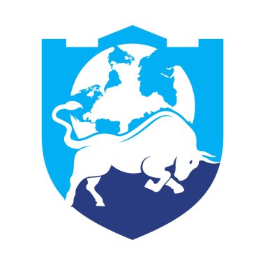 Küresel boğa vektör logosu tasarımı. Word ve Bull logo tasarımı ikon vektörü.