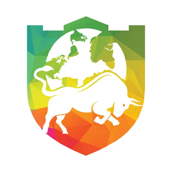 Küresel Boğa Vektör Logosu Tasarımı Word Bull Logo Tasarımı Ikon — Stok Vektör