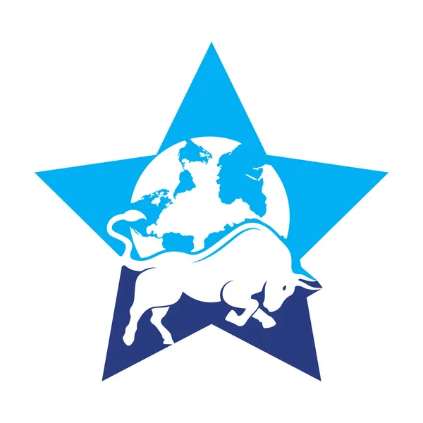 Globo Toro Vector Logotipo Icono Diseño Palabra Bull Logo Diseño — Vector de stock