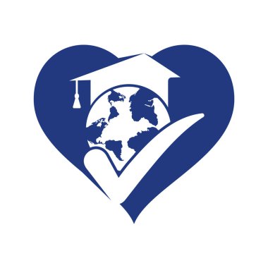 Küre ve öğrenci şapkası sembollü eğitim dünyası vektör şablonu.