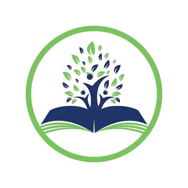 Crescimento Árvore Educação Logotipo Vetor Ideia Livro Estudantes Com Design —  Vetores de Stock