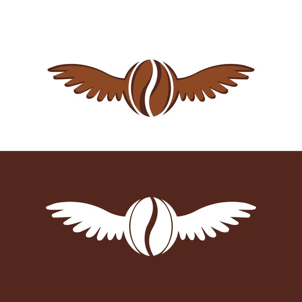 Дизайн Логотипу Крил Кавових Зерен Шаблон Літаючого Логотипу Кави — стоковий вектор